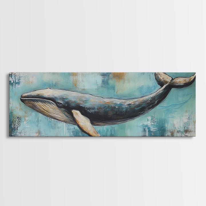Blue Whale, Ocean Art, Canvas Print, Coastal Home Decor, Nautical Wall Art, Marine Life Painting, Beach House Wall Art, Rustic Artwork