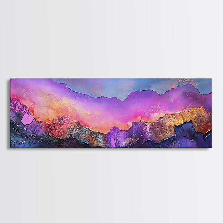 Abstract Mountains, Colorful Sunset Art, Modern Landscape, Vibrant Wall Art, Living Room Art, Canvas Print, Framed Canvas Print