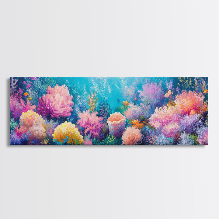 Deep Sea Fantasy Canvas Print, Oceanic Wonderland Wall Art, Marine Life Painting, Dreamy Underwater Aesthetic, Vibrant Colors