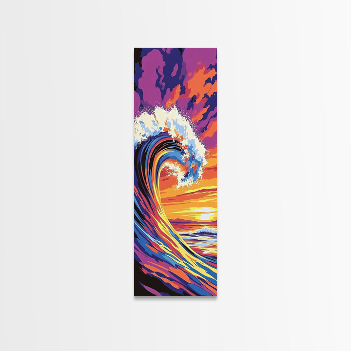Ocean Wave, Sunset Art, Surfing Wall Art, Coastal Beach Decor, Vibrant Seascape, Modern Home Decor, Canvas Print, Living Room Art