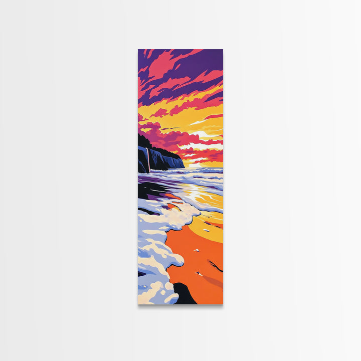 Ocean Sunset, Coastal Beach Art, Waves and Water Painting, Seascape Decor, Tropical Home Wall Art, Relaxing Bedroom Art, Canvas Print