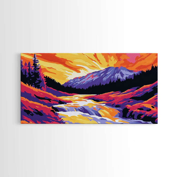 Ocean Cave, Sunset Glow, Coastal Escape, Nature Wall Art, Tropical Home Decor, Framed Canvas Print, Serene Seascape Painting