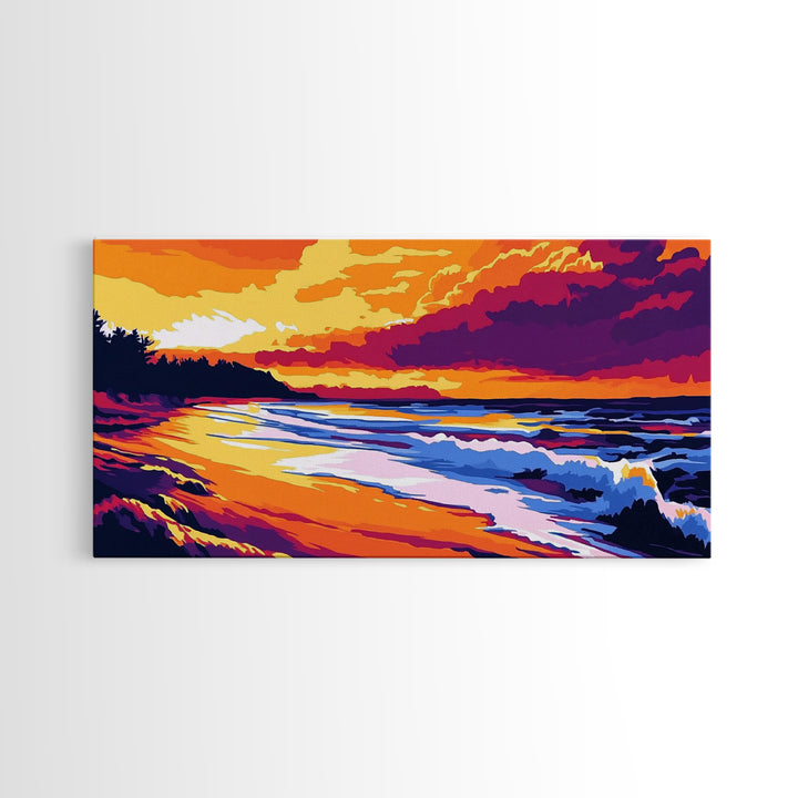 Ocean Sunset, Coastal Waves, Beach Wall Art, Canvas Print, Vibrant Seascape, Nautical Home Decor, Summer Art, Tropical Landscape