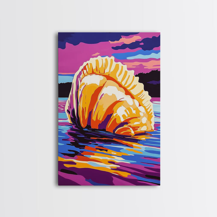 Ocean Rock Formation, Framed Canvas Print, Vibrant Seascape, Coastal Art, Nautical Home Decor, Bold Nature Scene, Beach House Accent