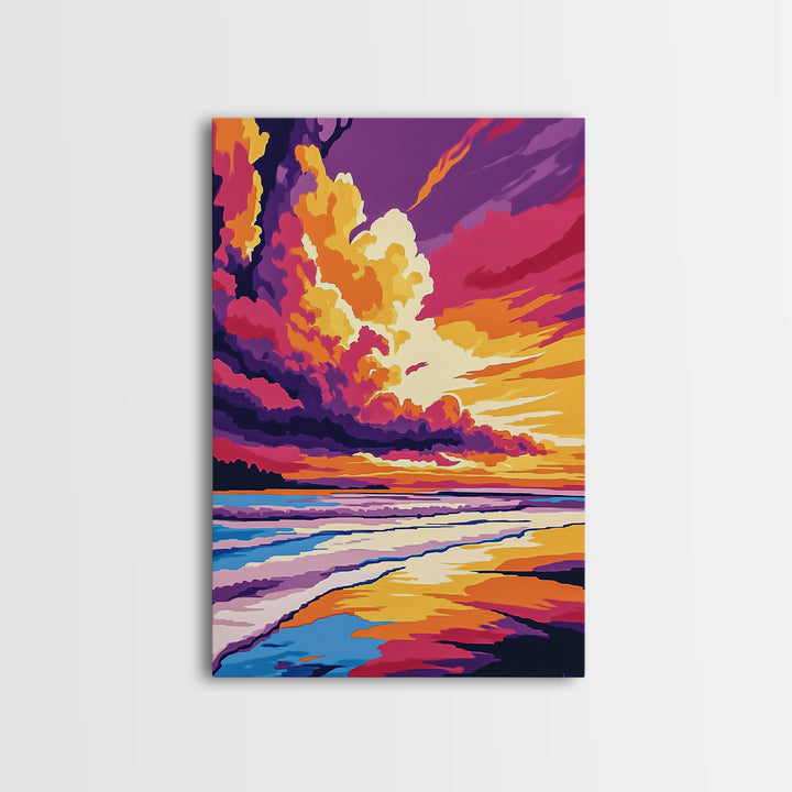 Ocean Sunset, Beach Art, Coastal Decor, Canvas Print, Vibrant Seascape, Modern Wall Art, Tropical Sunset, Bedroom Wall Decor
