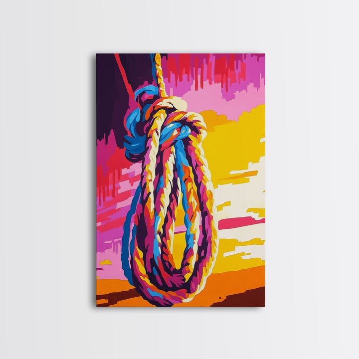 Nautical Rope, Maritime Wall Art, Coastal Home Decor, Vibrant Ocean Print, Framed Canvas Print, Beach House Aesthetic, Rustic Seaside Art