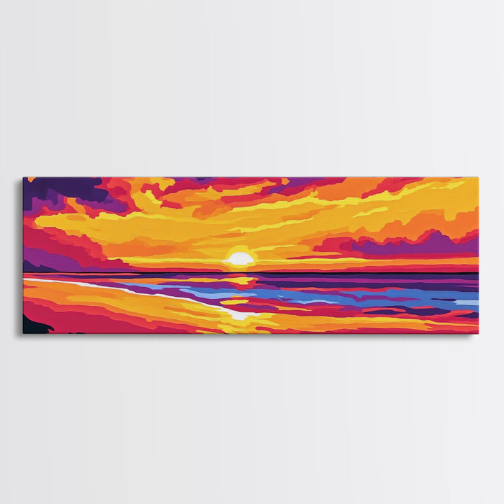Ocean Horizon, Sunset Beach Scene, Coastal Home Decor, Relaxing Seascape, Canvas Print, Living Room Wall Art, Nautical Vibes, Bold