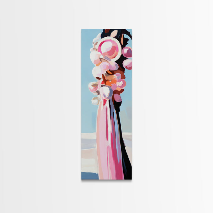 Abstract, Pink Bouquet, Floral Wall Art, Framed Canvas Print, Modern Expressionist Art, Soft Color Palette, Bedroom Wall Art