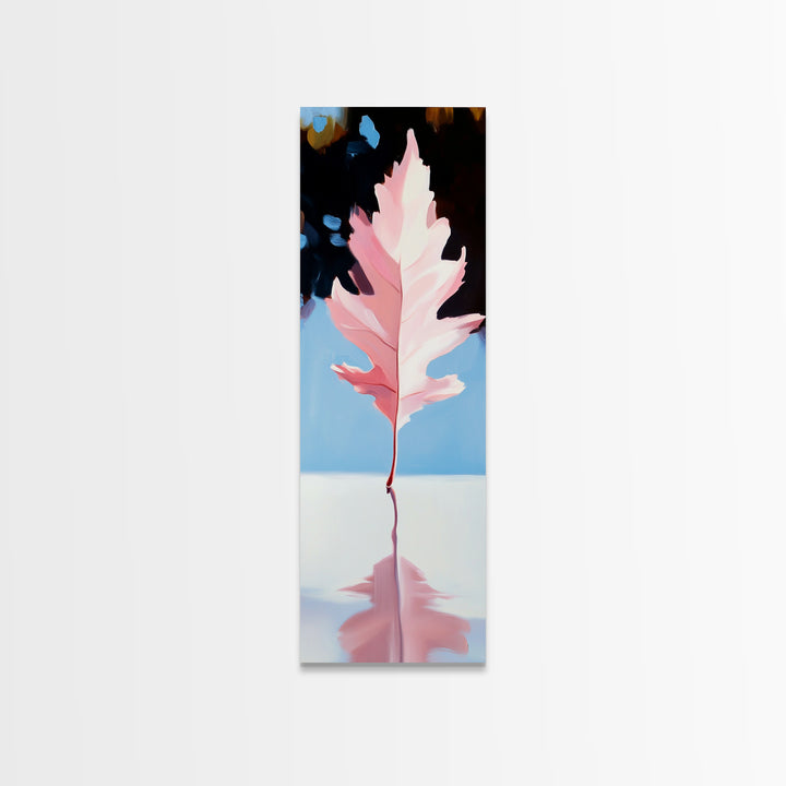 Pink Autumn Leaf, Fall Canvas Print, Nature Wall Art, Seasonal Decor, Botanical Artwork, Soft Pastel Aesthetic, Living Room Art