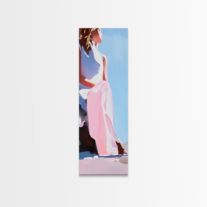 Elegant Woman, Soft Pastel Art, Feminine Portrait, Framed Canvas Print, Contemporary Aesthetic, Living Room Wall Art, Dreamy Abstrac