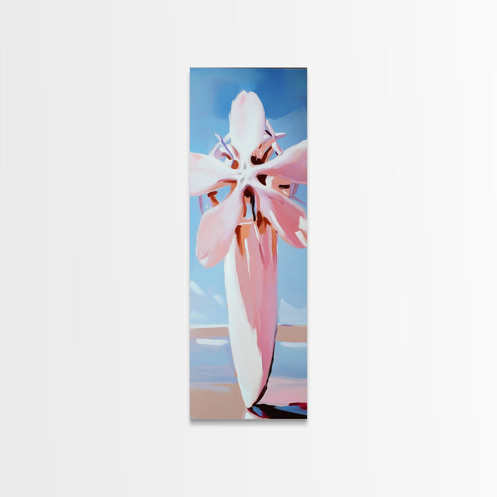 Pink Blossom Bloom, Soft Nature Art, Gentle Pastels, Tranquil Scene, Framed Canvas Print, Bedroom Wall Art, Botanical Decor