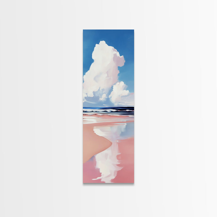 Cloud Reflection, Ocean Horizon, Tranquil Sky, Dreamy Seascape, Framed Canvas Print, Coastal Wall Art, Living Room Decor, Minimalist Blue