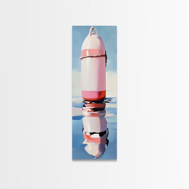 Nautical Buoy, Coastal Wall Art, Minimalist Nautical Art, Beach House Decor, Ocean Art, Living Room Painting, Framed Canvas Print