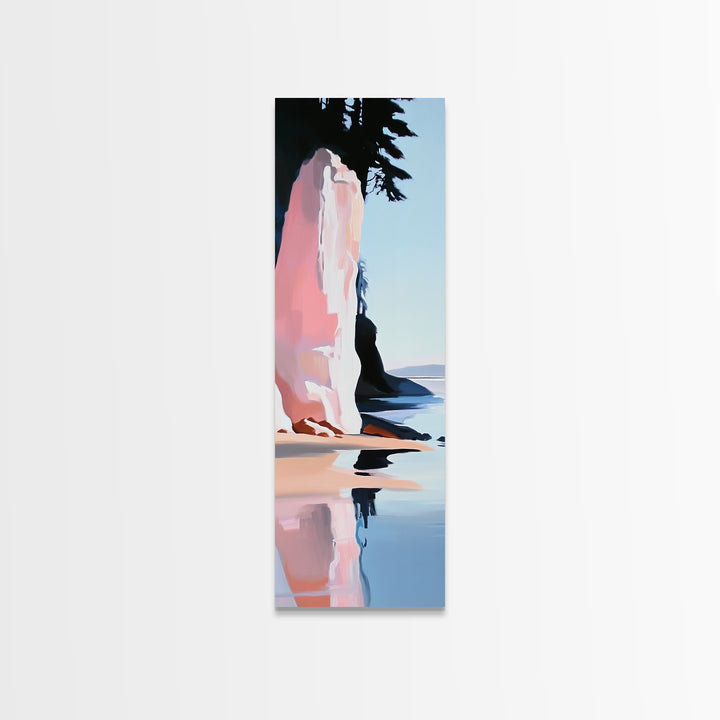 Ocean Cliff, Coastal Wall Art, Nautical Decor, Seascape Painting, Minimalist Beach Art, Serene Home Decor, Framed Canvas Print