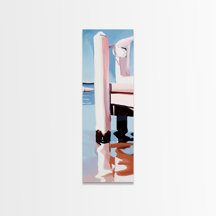 Dockside Reflection, Wooden Pier, Nautical Vibes, Framed Canvas Print, Coastal Art, Beach Home Decor, Minimalist Art, Bathroom Wall Art