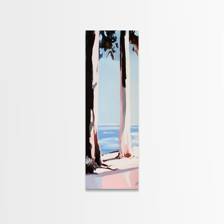 Coastal Trees, Beach Landscape, Minimalist Art, Framed Canvas Print, Modern Wall Art, Ocean View, Nature Decor, Living Room Wall Art