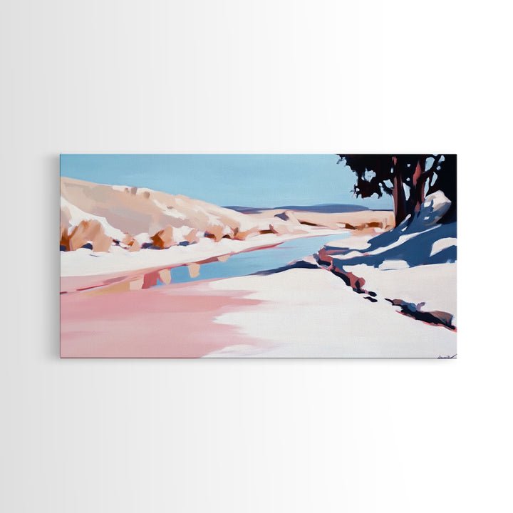 River Landscape, Nature Wall Art, Serene Water Scene, Tranquil Wilderness Painting, Country Home Decor, Scenic Canvas Print