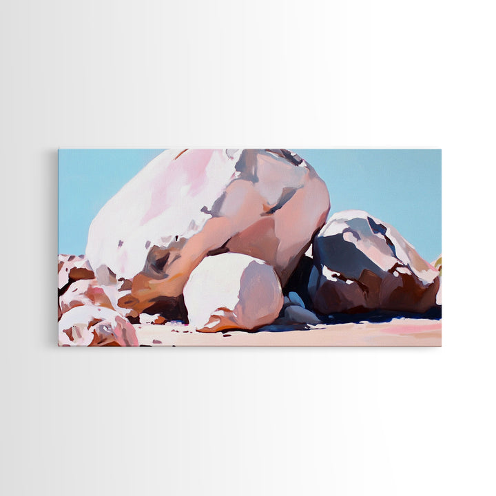 Rock Formations, Desert Landscape, Warm Neutrals, Canvas Print, Bohemian Wall Art, Modern Minimalist Decor, Earthy Tones, Bedroom Wall Art