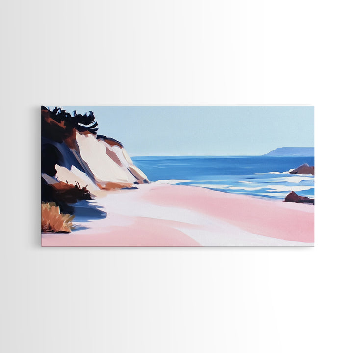 Coastal Escape, Ocean Waves, Seaside Serenity, Framed Canvas Print, Beach House Decor, Minimalist Art, Bedroom Wall Art, Nautical Print