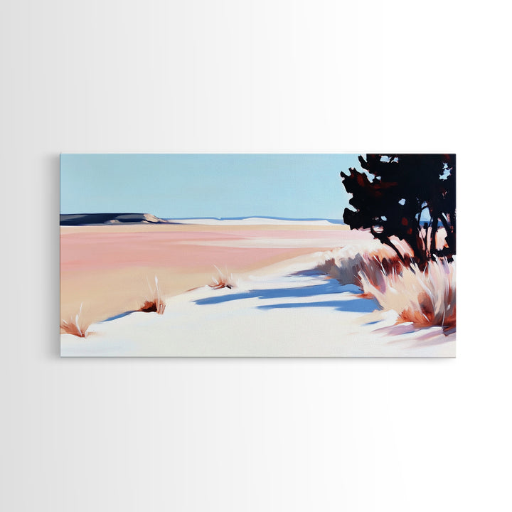 Desert Pathway, Minimalist Landscape Art, Warm Pastel Print, Earthy Aesthetic, Rustic Wall Decor, Bedroom Art, Canvas Print