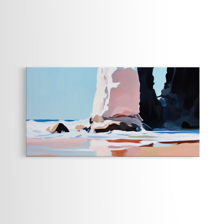 Coastal Rock, Seascape Art, Framed Canvas Print, Minimalist Beach Decor, Modern Wall Art, Ocean Landscape, Large Wall Art, Living Room