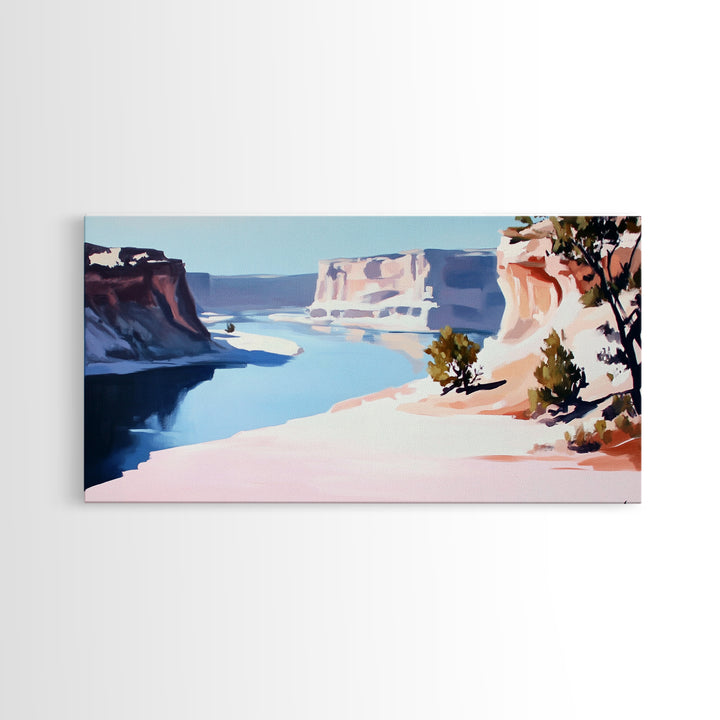 Desert River, Southwest Landscape, Canvas Print, Boho Wall Art, Nature Painting, Earthy Home Decor, Western Art, Office Wall Art