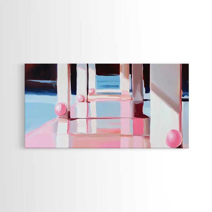 Dockside Reflections, Coastal Living Art, Minimalist Waterscape, Serene Harbor Scene, Nautical Theme, Canvas Print, Office Wall Art