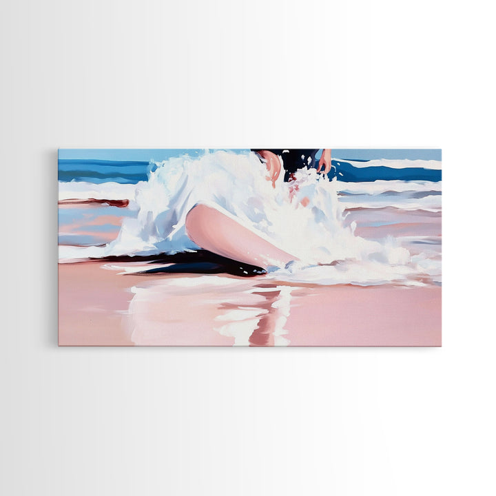 Ocean Splash, Surfer Art, Beach Wall Decor, Canvas Print, Coastal Home Art, Minimalist Wave Painting, Modern Beach House Wall Art