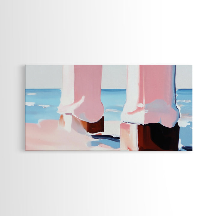 Coastal Pier, Beachside Serenity, Nautical Theme, Ocean Blue Artwork, Minimalist Coastal Art, Tranquil Scene, Canvas Print, Entryway