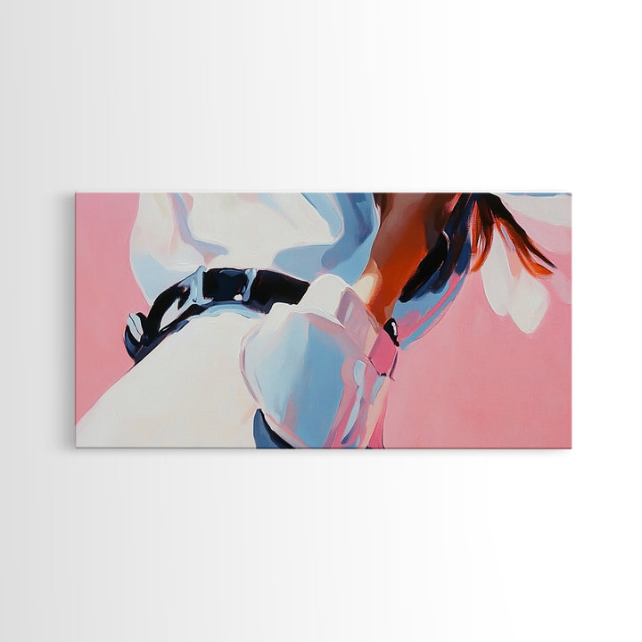 Cowgirl Outfit, Country Aesthetic, Western Home Decor, Feminine Wall Art, Fashion Framed Canvas Print, Pink and Blue Artwork