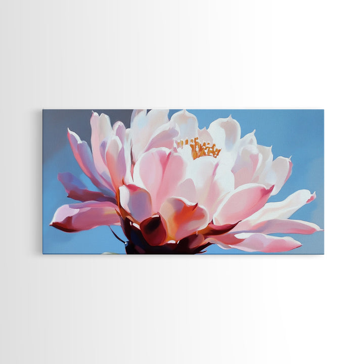 Blooming Cactus, Floral Wall Art, Desert Aesthetic, Boho Nature Decor, Soft Pink Botanical, Succulent Art, Canvas Print, Kitchen Decor