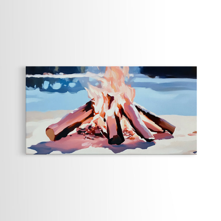 Campfire, Cozy Glow, Autumn Wall Art, Rustic Home Decor, Boho Adventure Aesthetic, Living Room Art, Framed Canvas Print, Gift Idea