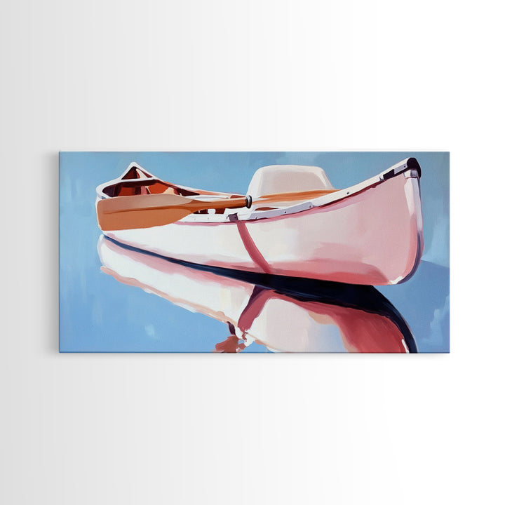 Rowboat, Water Reflection, Nautical Wall Art, Serene Coastal Decor, Minimalist Lake House Art, Framed Canvas Print, Gift Idea