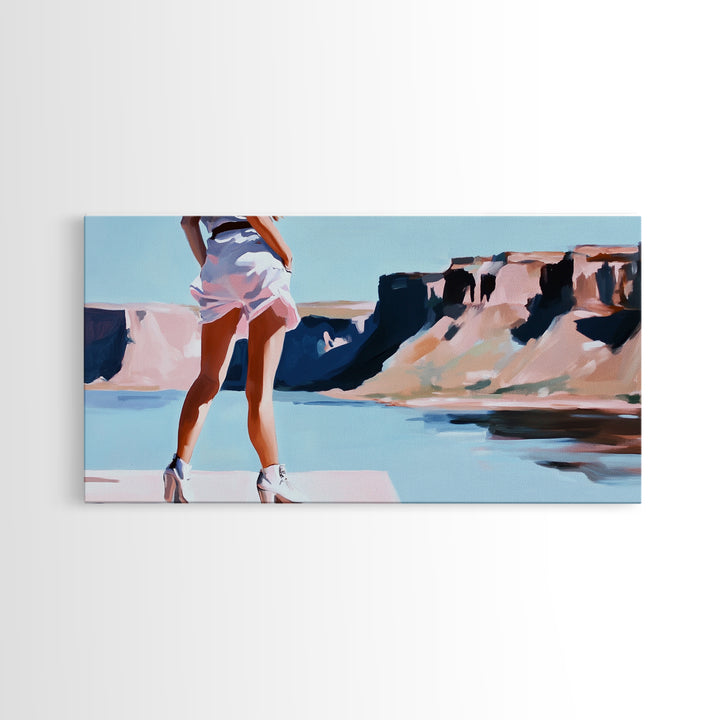 Desert Hike, Canyon View, Travel Photography Art, Adventure Aesthetic, Wanderlust Inspired Decor, Modern Boho Style, Framed Canvas Print