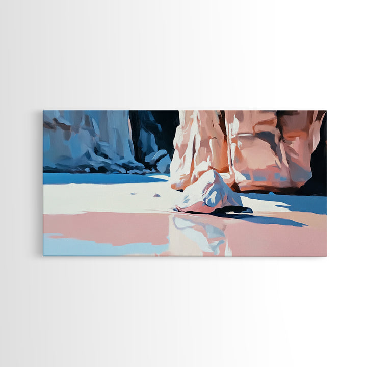 Canyon Reflection, Nature Wall Art, Modern Landscape Art, Neutral Earth Tones, Boho Aesthetic, Framed Canvas Print, Living Room Decor