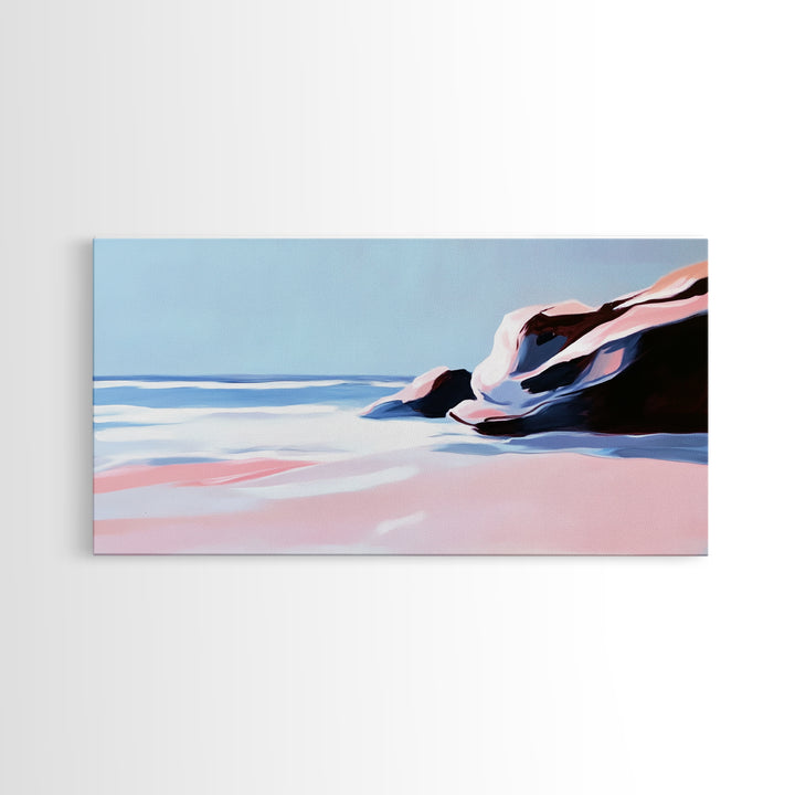 Ocean Breeze, Rolling Waves, Beach Escape, Canvas Print, Coastal Wall Art, Living Room Decor, Nautical Painting, Blue Seaside Art