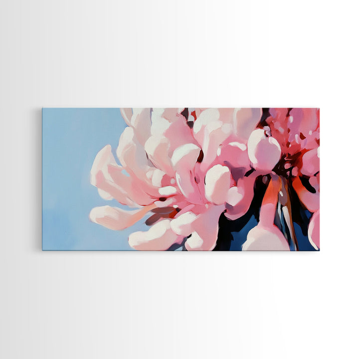 Blooming Flowers, Pink Petals, Floral Print, Modern Art, Framed Canvas Print, Bedroom Wall Art, Feminine Decor, Abstract Flowers