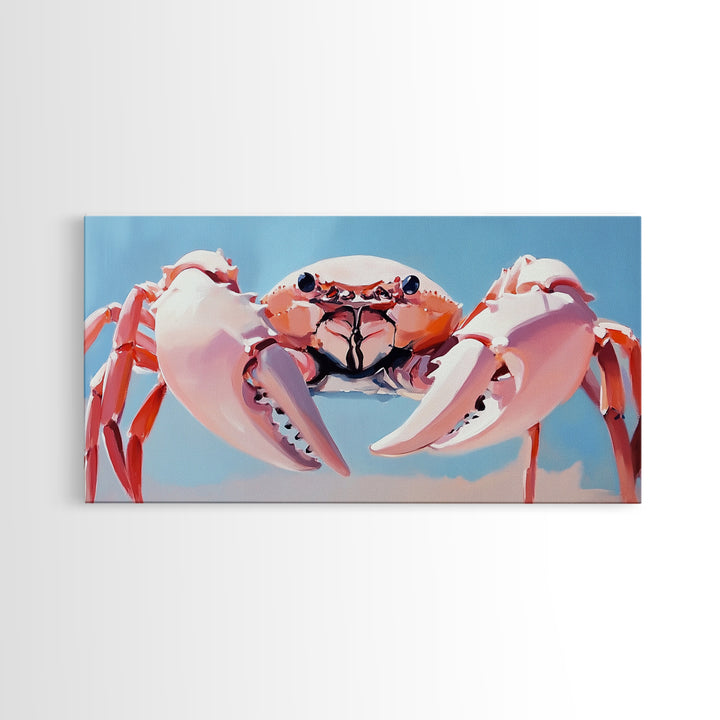 Crab Illustration, Ocean Life, Coastal Kitchen, Beach House Wall Art, Canvas Print, Nautical Artwork, Seaside Aesthetic, Marine Art