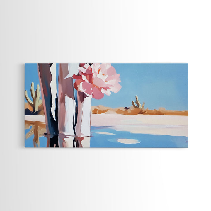 Cactus Blooms, Desert Flowers, Southwestern Serenity, Canvas Print, Floral Art, Pastel Tones, Nature Wall Art, Boho Decor, Minimalist Aesthetic