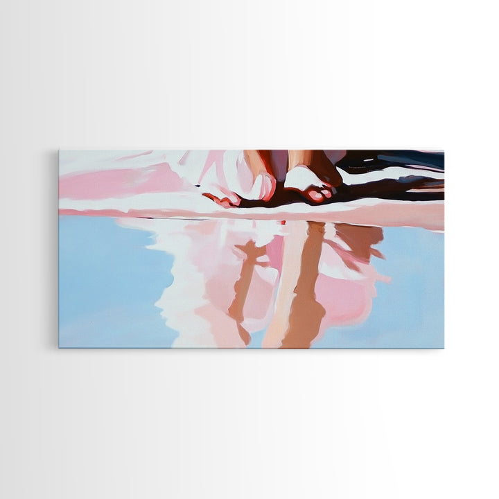 Barefoot Reflection, Sunlit Serenity, Beachside Calm, Framed Canvas Print, Coastal Home Decor, Ocean Art, Dreamy Seascape, Minimalist Aesthetic