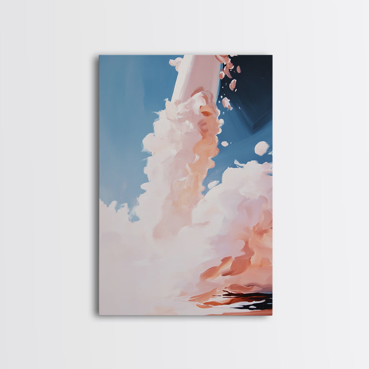 Rocket Launch, Space Exploration, Sci-Fi Aesthetic, Framed Canvas Print, Office Wall Art, Futuristic Home Decor, Astronaut Inspired