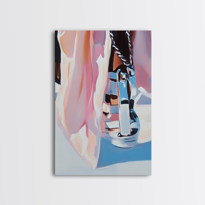 Chrome Boot, Fashion Illustration, Framed Canvas Print, Modern Wall Art, High Fashion Aesthetic, Bold Home Decor, Unique Statement Piece