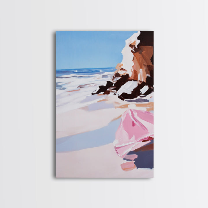 Ocean Cliffs, Coastal View, Framed Canvas Print, Beach House Wall Art, Minimalist Seascape, Nautical Home Aesthetic, Summer Vibes