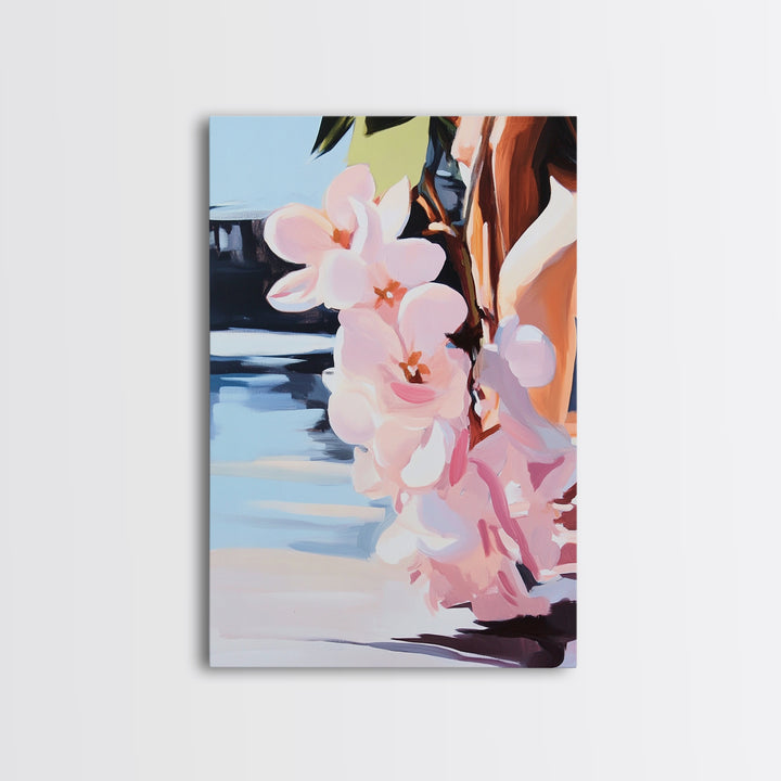 Blossoms, Floral, Nature, Water, Canvas Print, Botanical Wall Art, Feminine Aesthetic, Soft Pastel Decor, Spring Wall Hanging, Living Room Art
