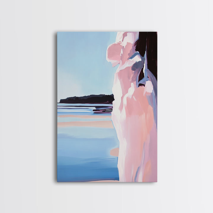 Beach Cliff, Coastal Landscape, Seascape Painting, Canvas Print, Modern Wall Art, Ocean Decor, Minimalist Art, Living Room Wall Art