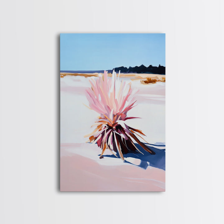 Desert Plant, Soft Pink Tones, Modern Botanical Wall Art, Framed Canvas Print, Southwest Decor, Minimalist Nature Painting