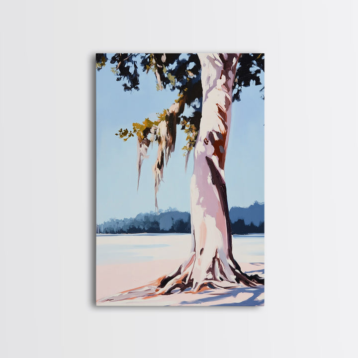 Rustic Tree Painting, Nature Wall Art, Moody Landscape, Framed Canvas Print, Neutral Tones, Boho Art, Living Room Wall Art, Farmhouse Decor