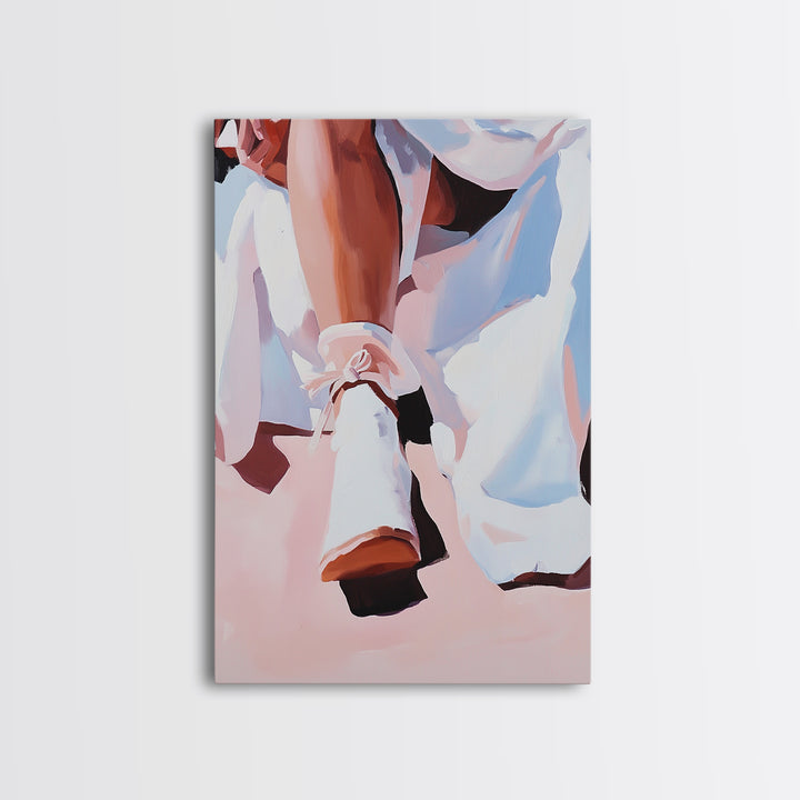 Ballet Shoes, Feminine Art, Elegant Decor, Fashion Print, Framed Canvas Print, Modern Wall Art, Soft Aesthetic, Romantic Artwork