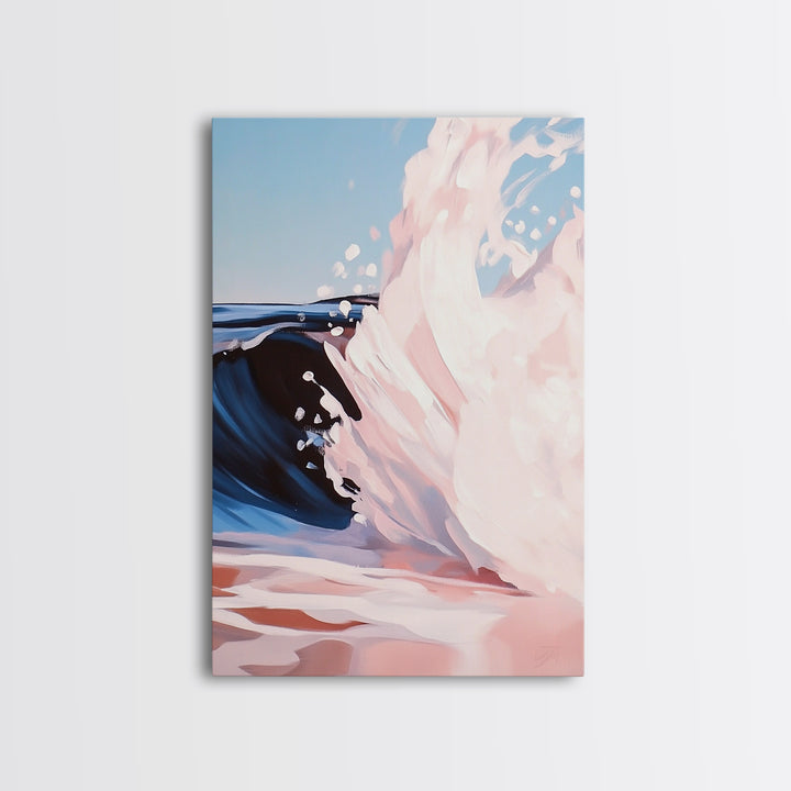 Ocean Wave Painting, Coastal Beach Art, Abstract Water Scene, Framed Canvas Print, Modern Nautical Decor, Living Room Wall Art, Boho Art