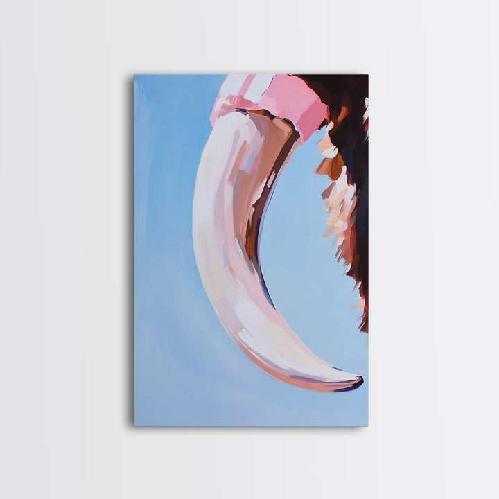 Buffalo Horn, Western Decor, Rustic Art, Cowboy Wall Art, Framed Canvas Print, Boho Style, Minimalist Animal Art, Neutral Aesthetic